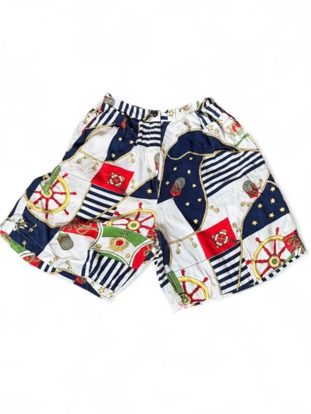 Vintage 90s  Nautical Print High Waist Shorts Size M(runs small) Y2K Kids